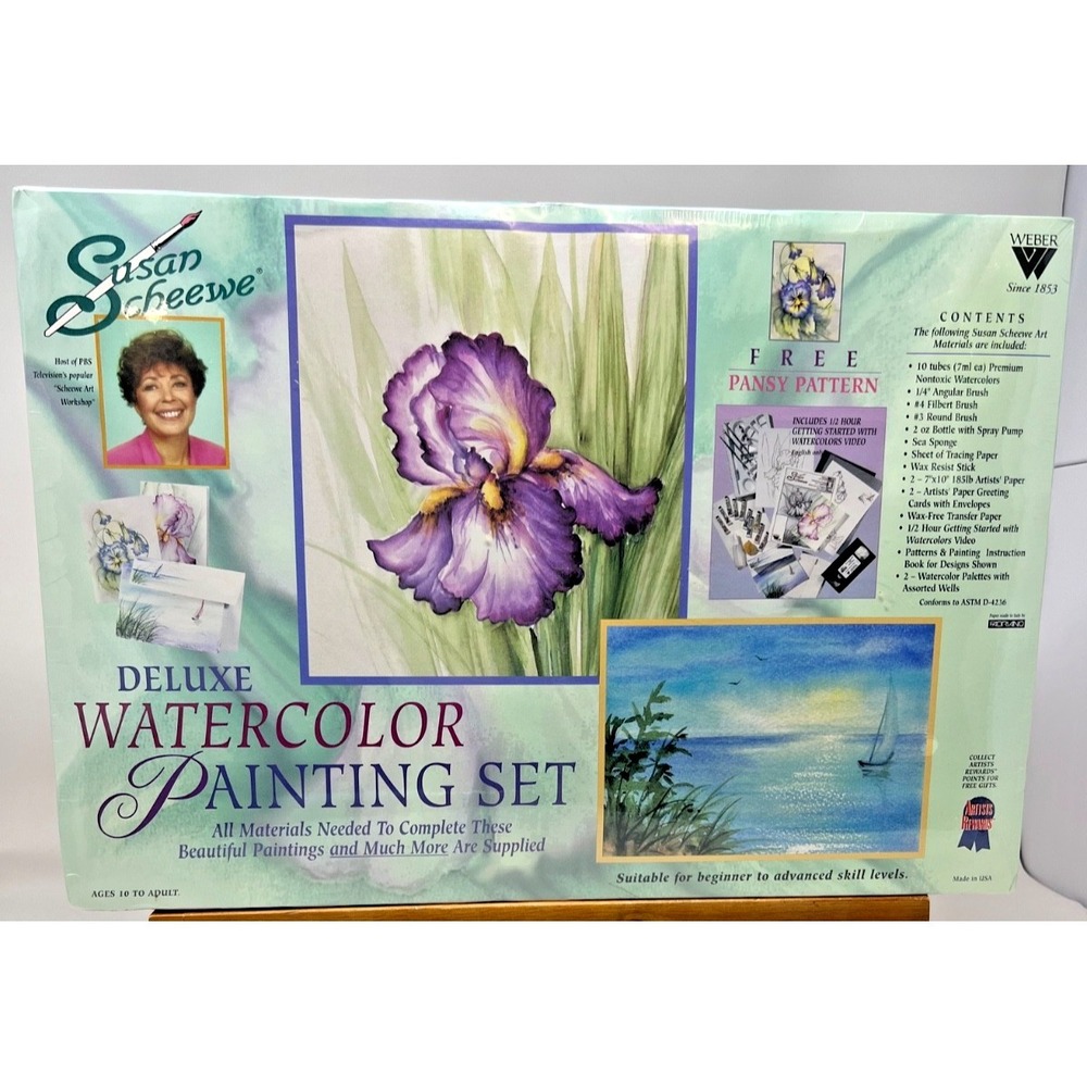 Weber Susan Scheewe Deluxe Watercolor Painting Set VHS Pansy Kit Sealed USA